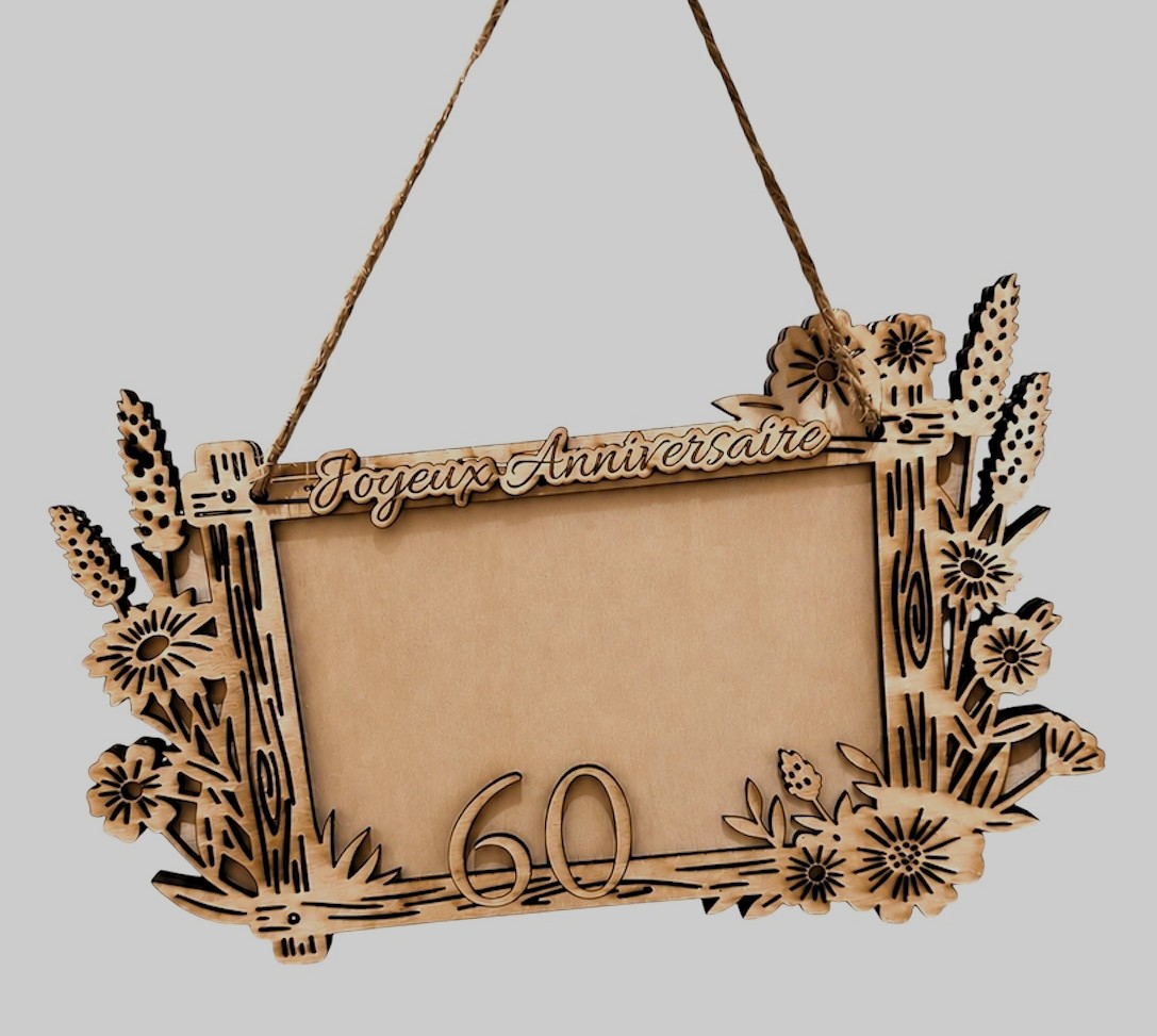 [Laser cut and engrave] Cadre photo anniversaire 60 ans