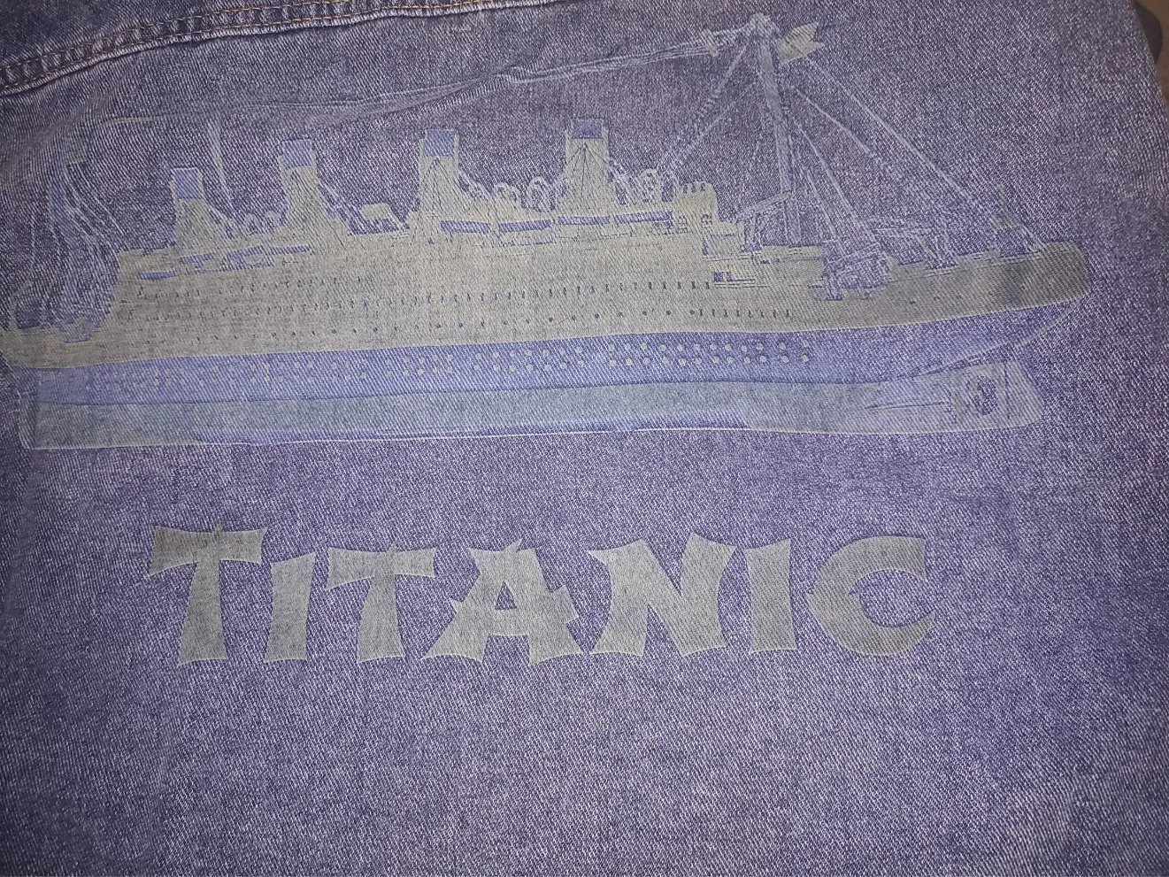 Titanic ocean liner graphic denim jacket