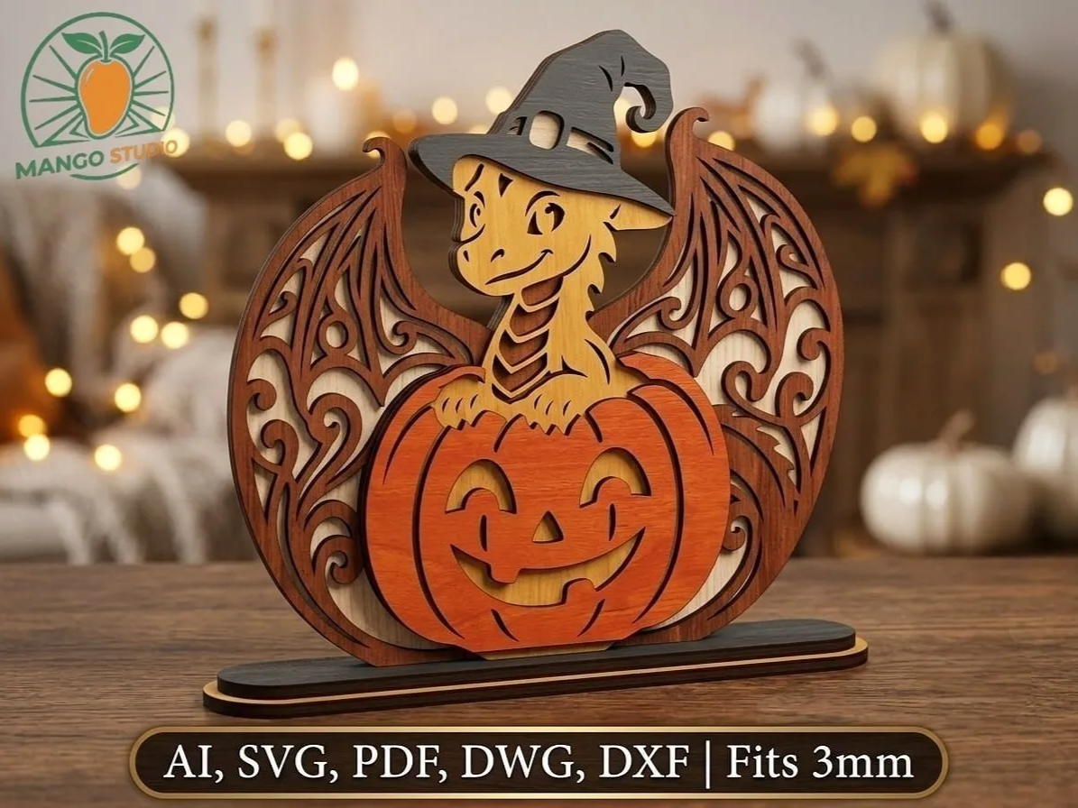 Halloween Dragon 3D Laser Cut File 3mm