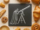 [Laser cut and engrave] Square Slate Coaster Featuring a Victorian Astronomer with Telescope