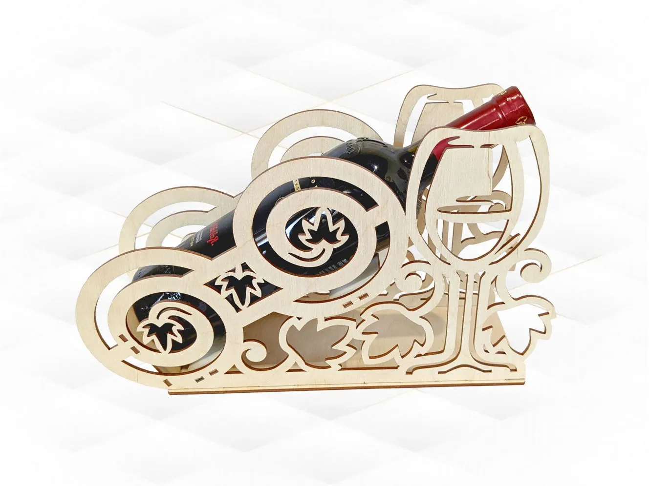 Gift Holder Bottle Laser Cut Template, Wine Box Laser Cutting Design