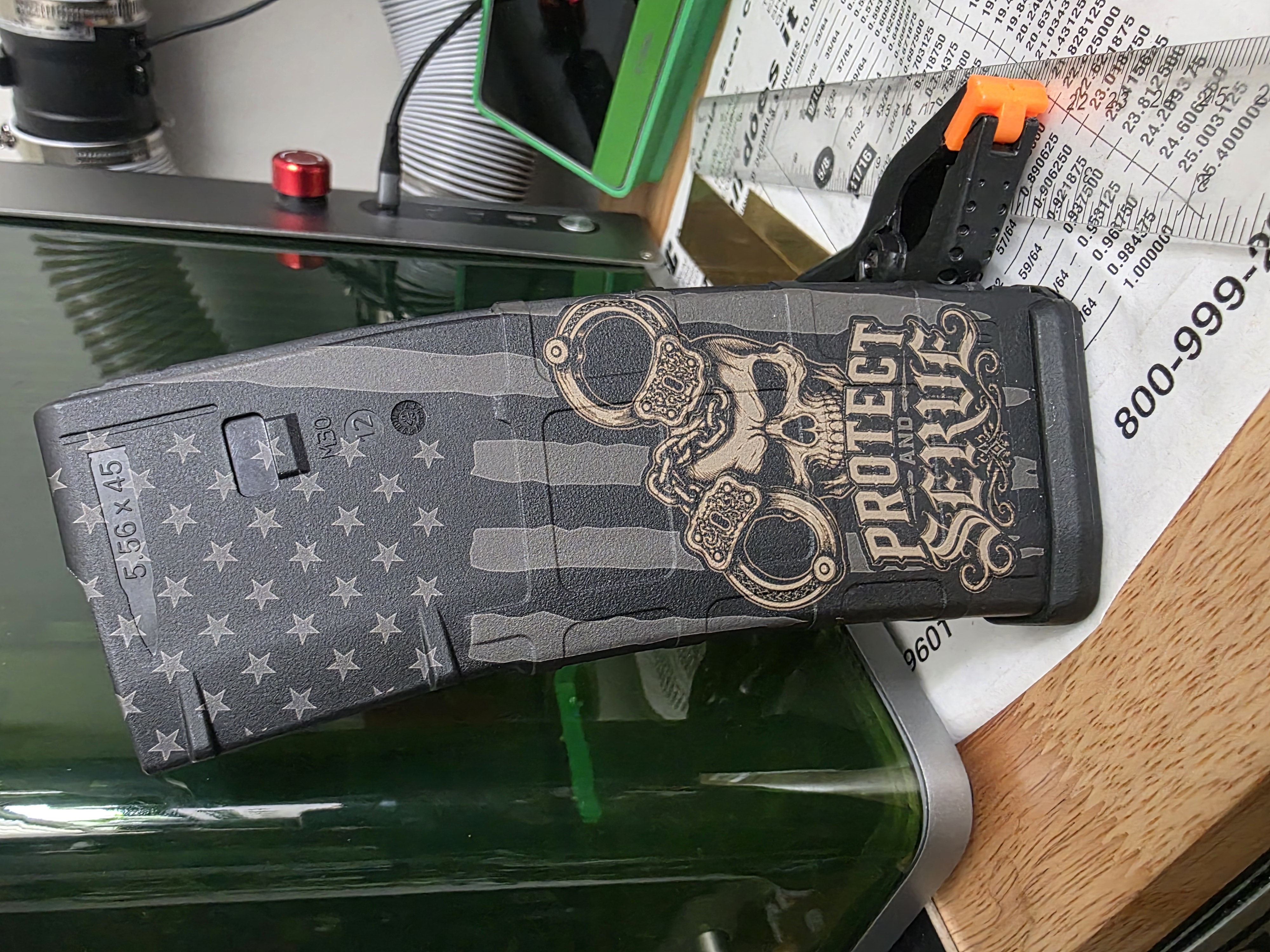 [Laser cut and engrave] Protect and Serve Skull