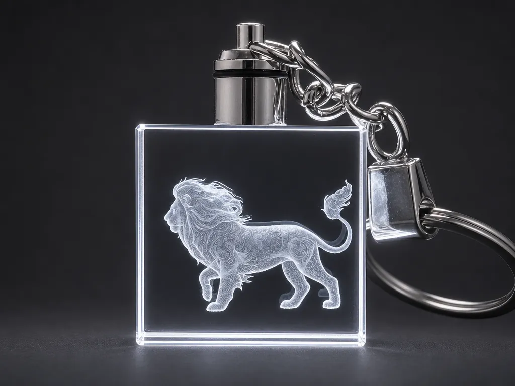 Schlüsselanhänger aus Glas mit Sternzeichen Löwen Motiv