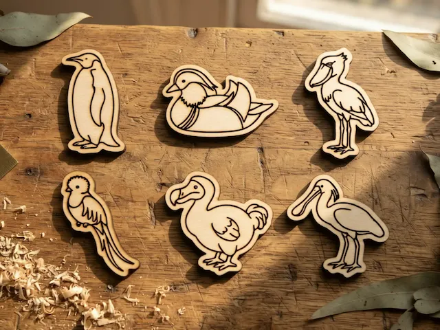 Exotic & Mythical Birds 6-Character Laser Cut Bundle | SVG & XCS Files for Keychains & Magnets