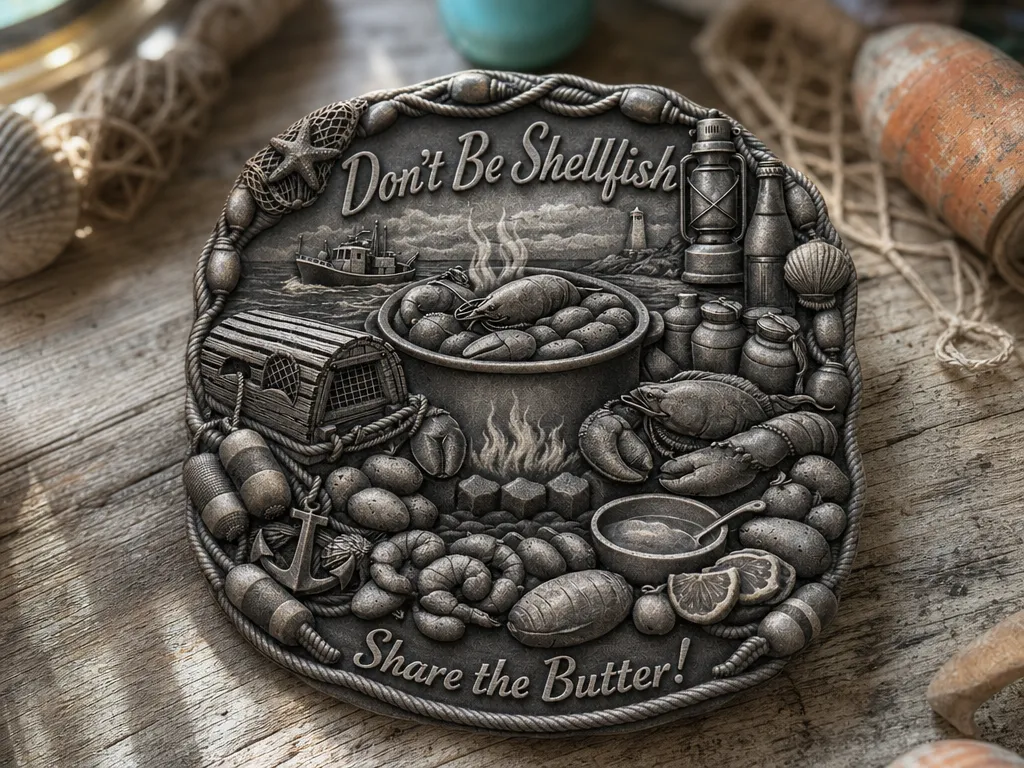 Don't Be Shellfish Share the Butter Seafood Boil Wall Plaque or Coaster