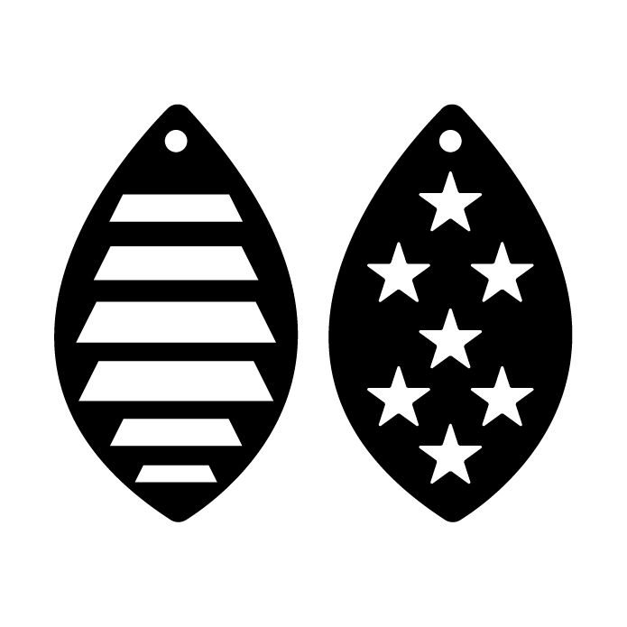 [Laser cut and engrave] Matte Black Teardrop Earring Charms with Star and Stripe Cutouts