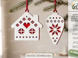 [Laser cut and engrave] Christmas Ornaments Bundle. Scandinavian Folk Baubles Laser Cut  Files. Wooden Tree Decor SVG. Cross Stitch Holiday Ornaments. Хmas Tree Hangers