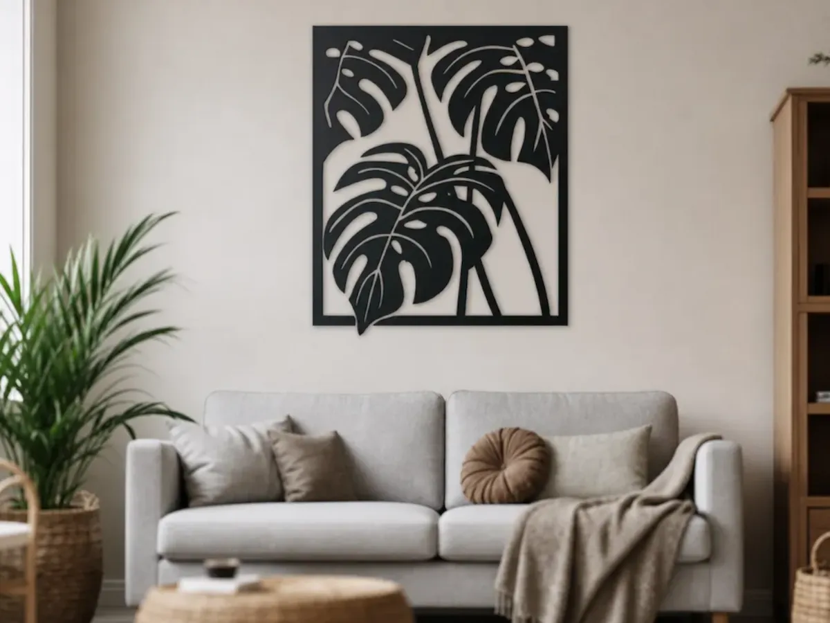 [Laser cut and engrave] Monstera Leaf Square Wall Art
