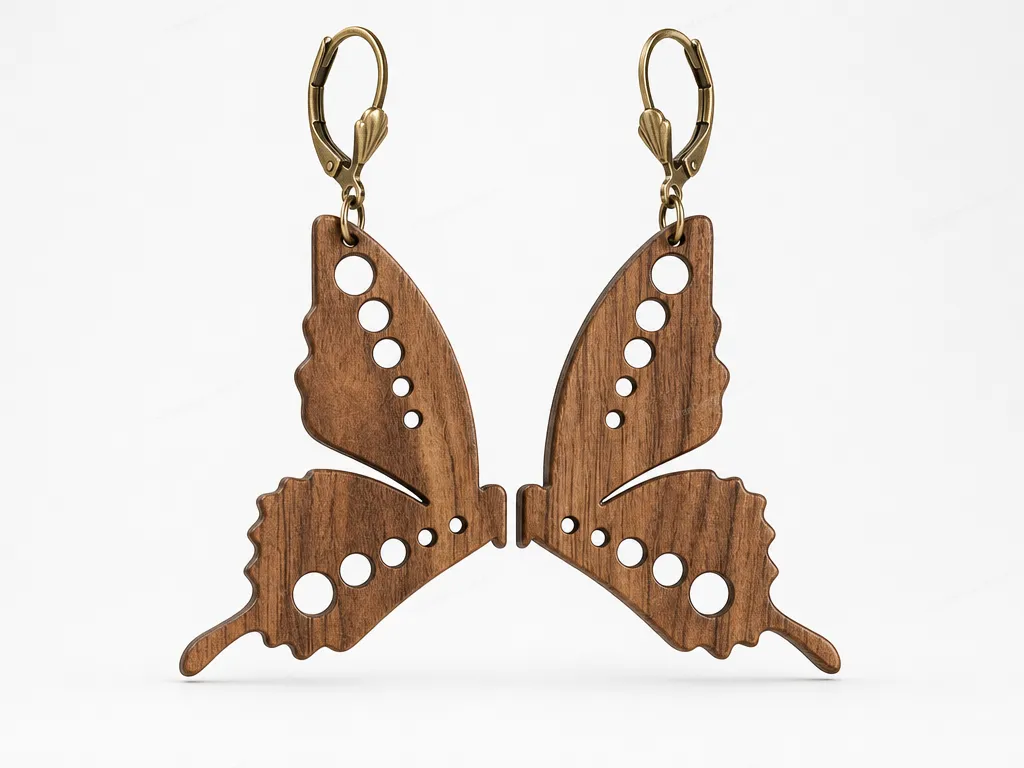 Butterfly Wing Wooden Dangle Earrings