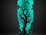 [Laser cut and engrave] Glow in the Dark Halloween Tumbler with Spooky Tree and Witch Motif