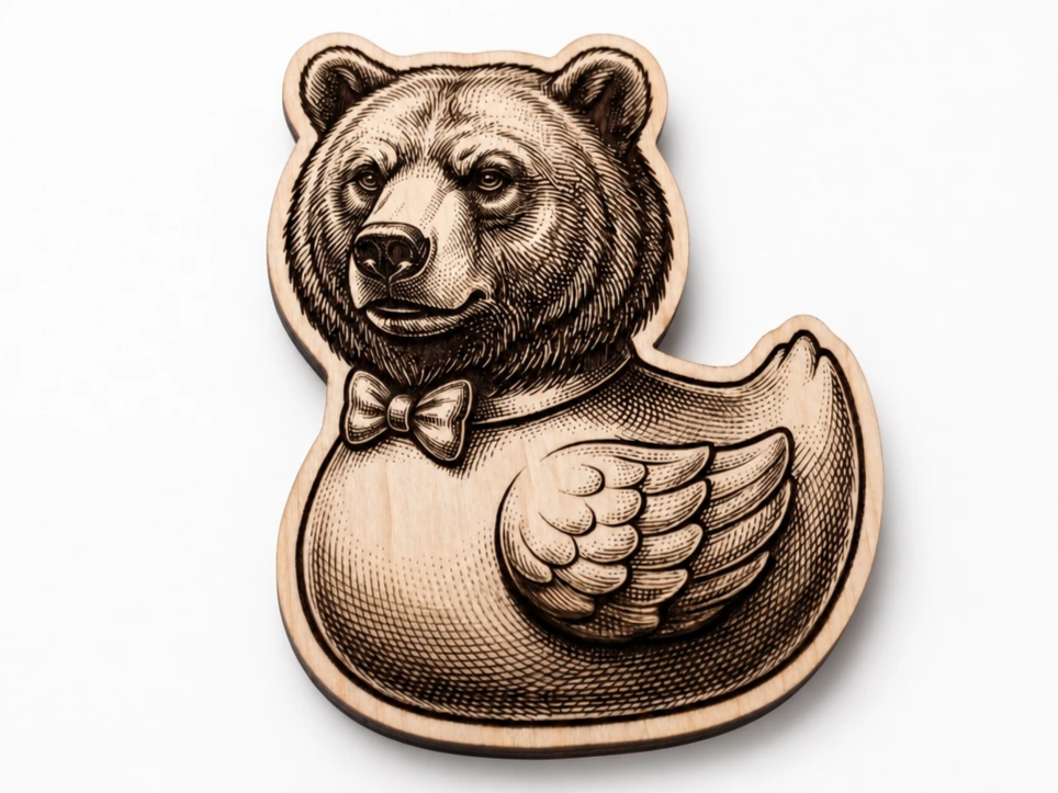Bear Head on a Winged Rubber Duck Body