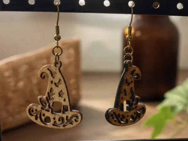Boucles d'oreilles pendantes en forme de chapeau de sorcière