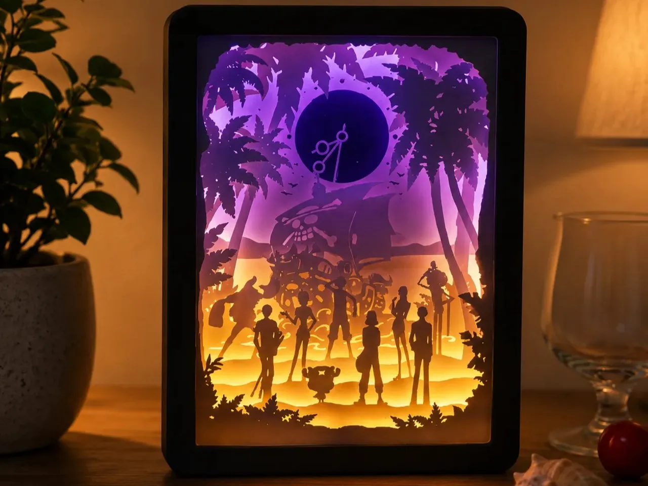 [Laser cut and engrave] One Piece Anime Silhouette Light Box with Straw Hat Crew