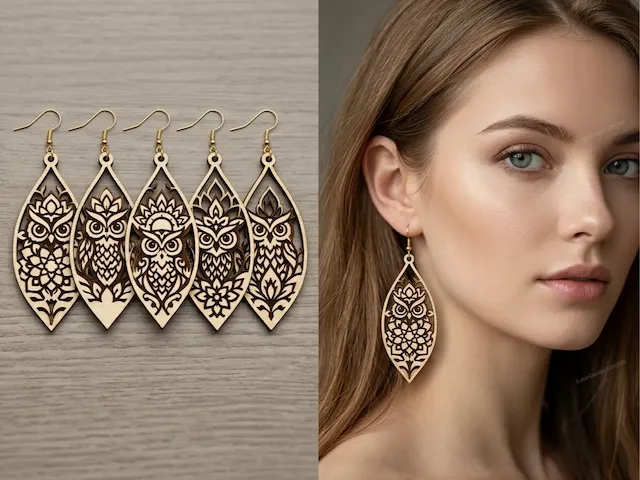 Owl Mandala Teardrop Earrings