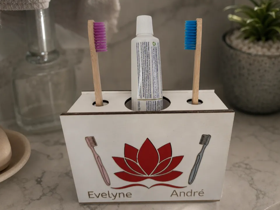 Porte-brosses à dents personnalisé avec motif fleur de lotus
