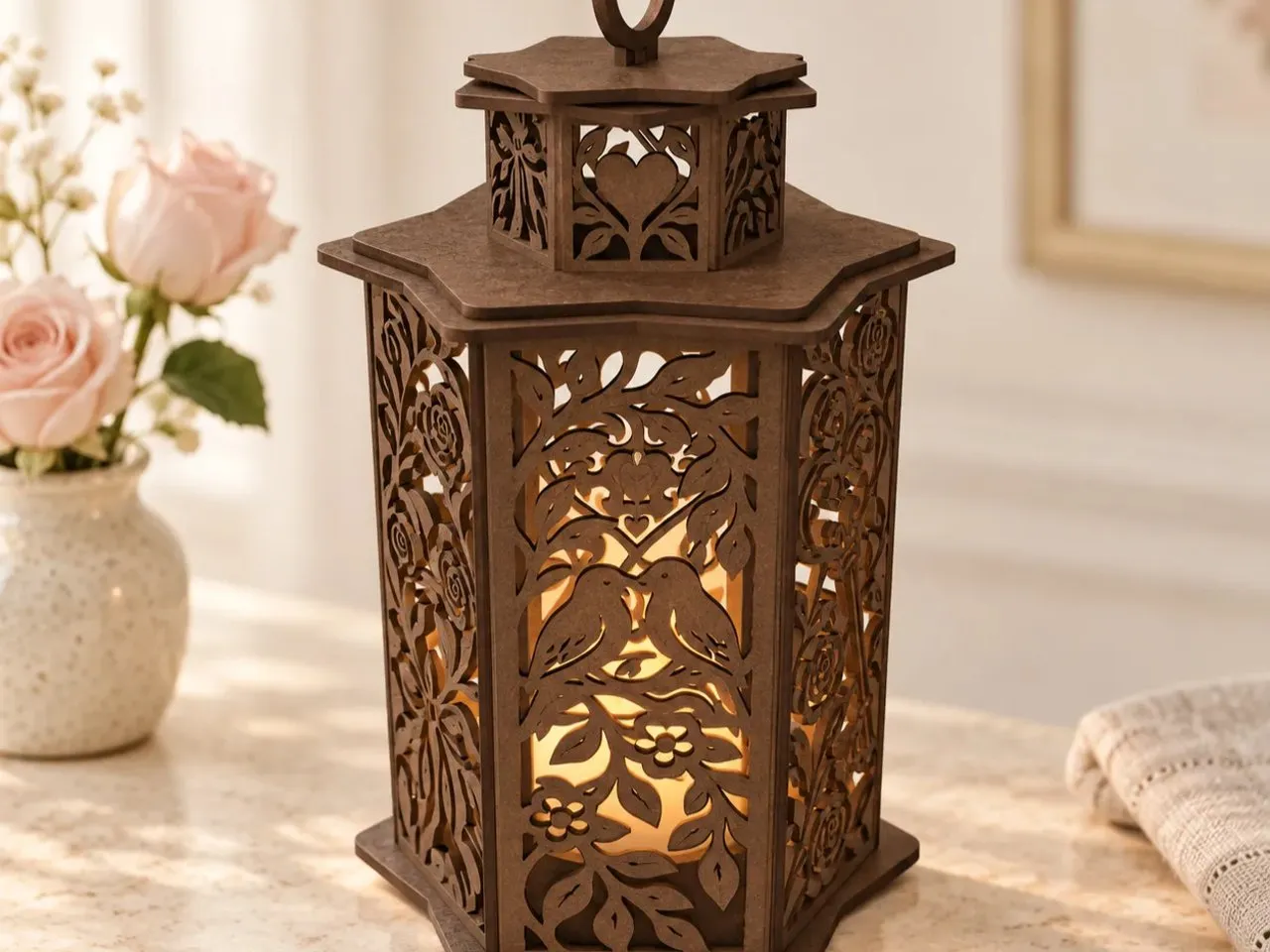 [Laser cut and engrave] Garden of Lovers Valentine Lantern - 3 mm Laser Cut Files