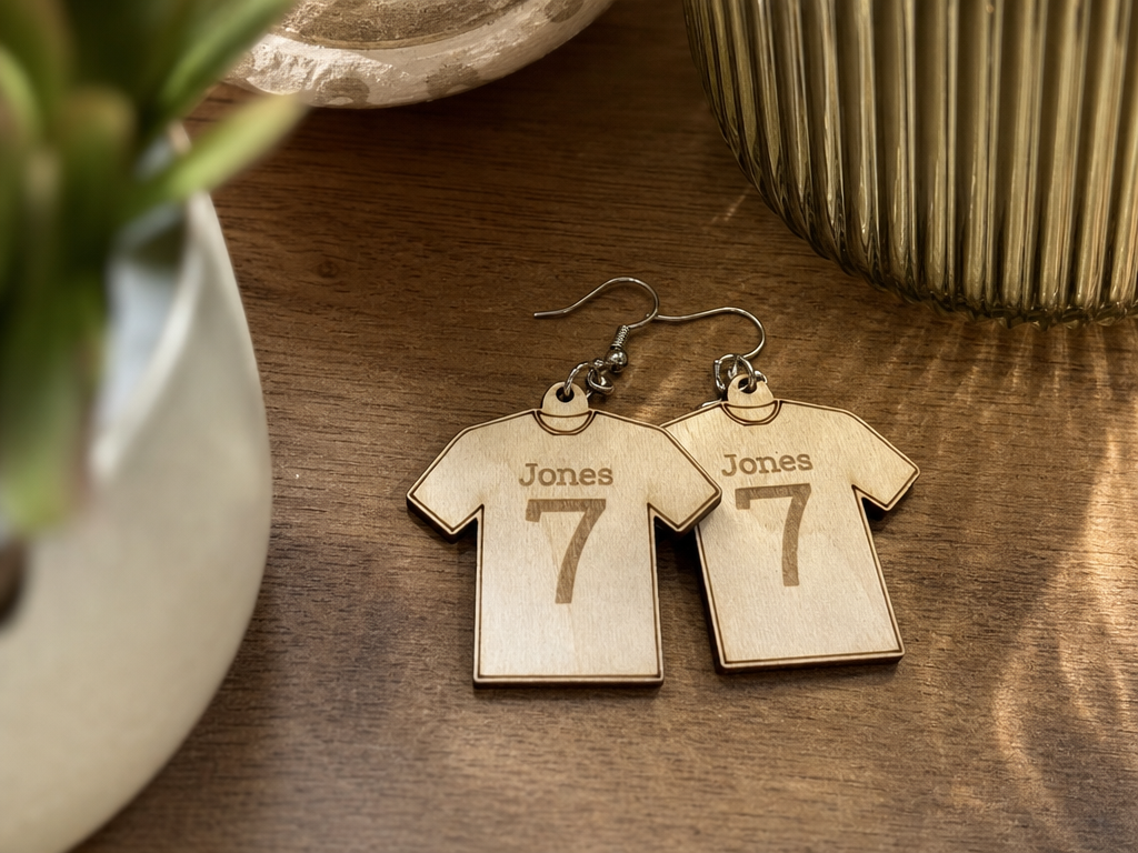Personalized Jersey Earrings with Name and Number