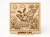 [Laser cut and engrave] Garden Life Moth Coloring Puzzle SVG XCS | Adorable Wooden Laser Cut Activity for Kids | Reusable Montessori Learning Toy