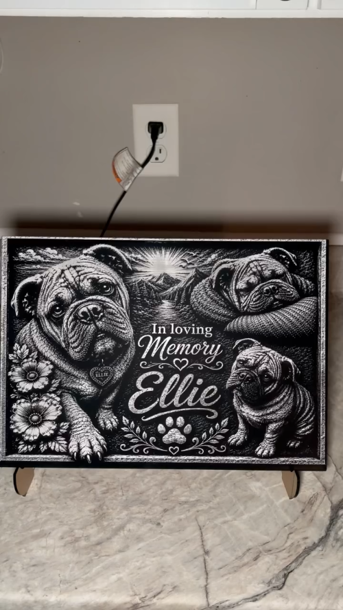 [Laser cut and engrave,UV printing,DTF Printing] Laser-Engraved Pet Memorial Tile – In Loving Memory of Ellie