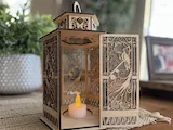 [Laser cut and engrave] Lanterne décorative en bois avec motif de paon ajouré