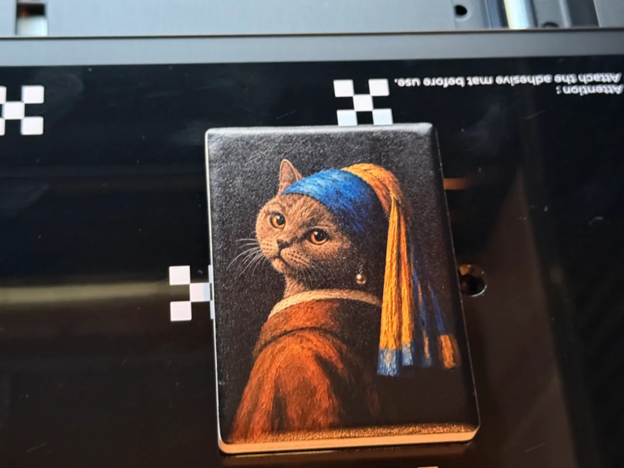 [Inkjet printing,Laser cut and engrave] Cat Portrait Inspired by Girl with a Pearl Earring