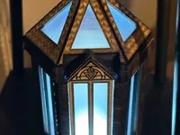 [Laser cut and engrave] Gothic Style Hexagonal Tabletop Lantern with Blue LED Glow