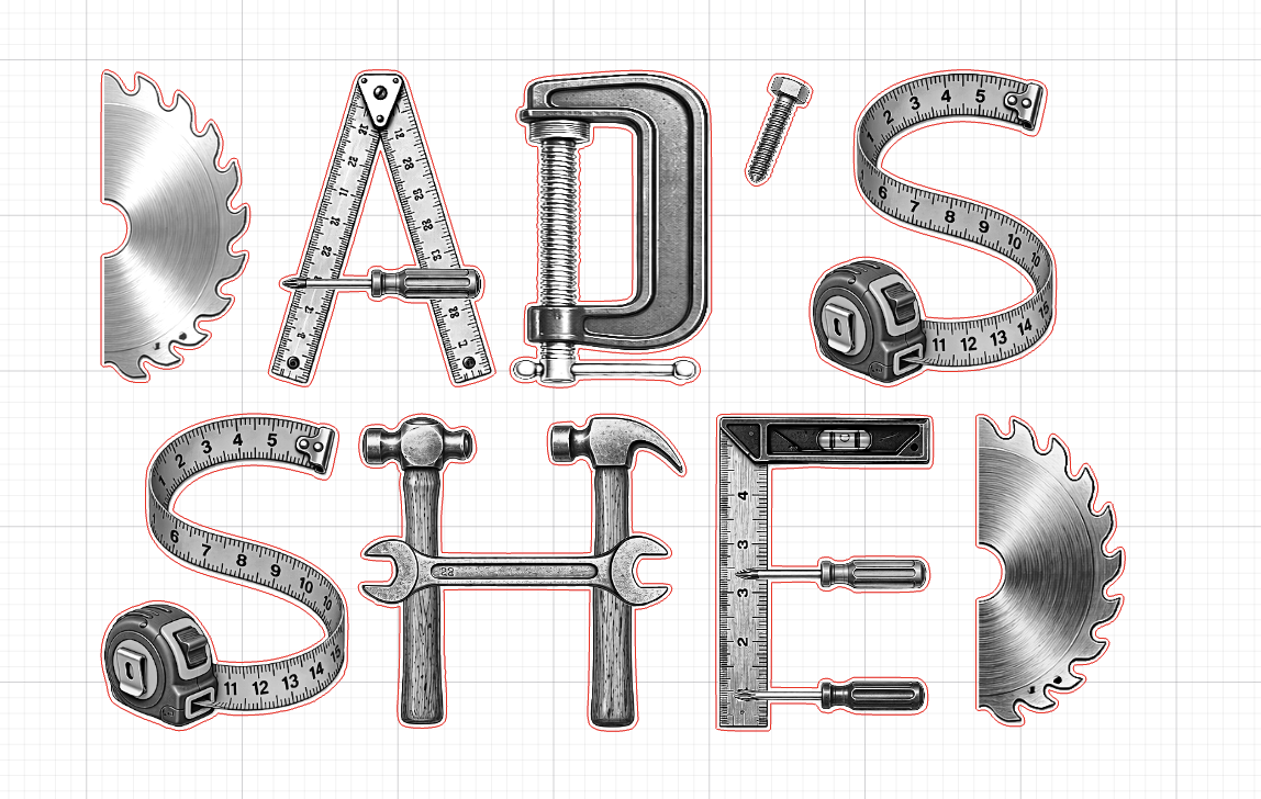 Dad's Shed Wooden Wall Sign with Tool Letters instruction: step 1 - Engrave and cut