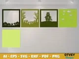 [Laser cut and engrave] Halloween Haunted House Layered Wall Art with Pumpkins and Tombstones