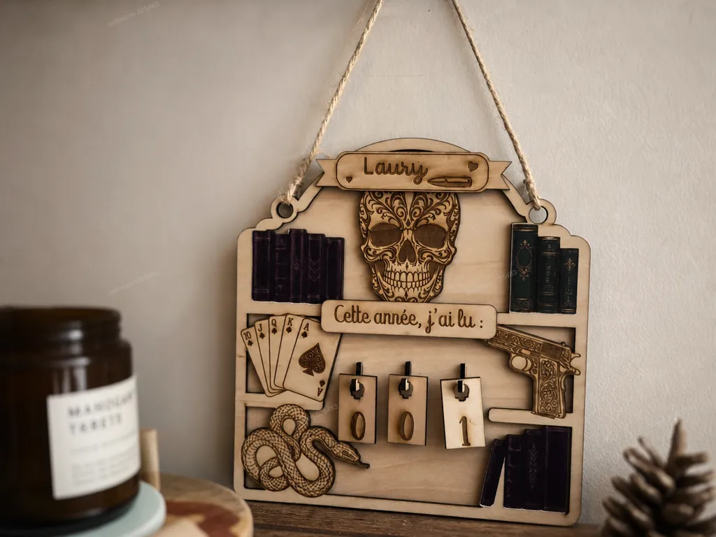 Tableau de suivi de lecture personnalisé avec motif dark romance