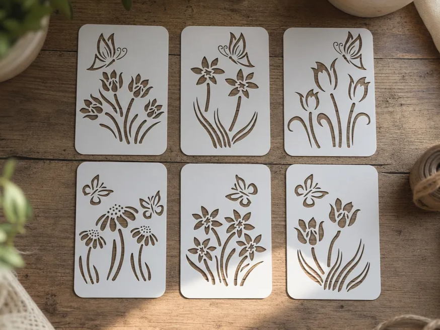Floral and Butterfly Stencil Set for Painting and Crafting