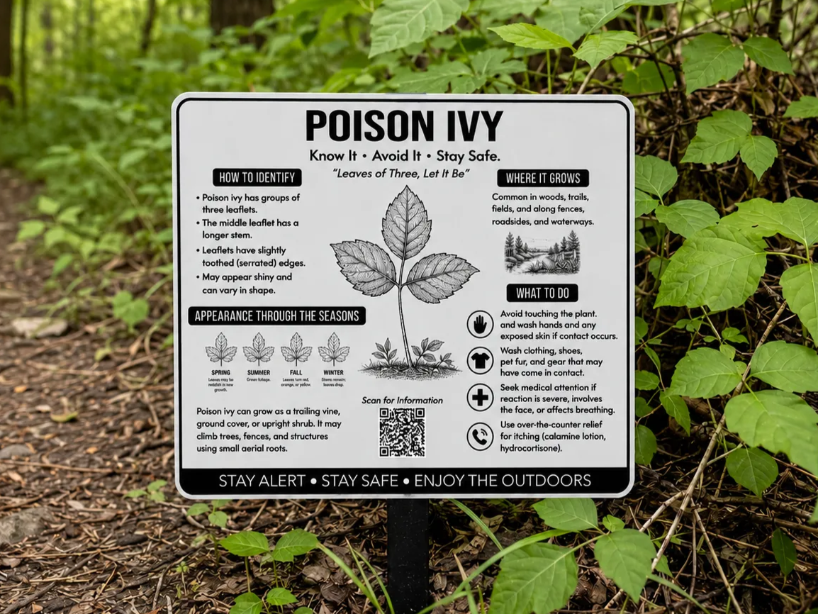 専用　ポイズンアイビー Poison Ivy Identification and Safety Information Trail Sign - Free