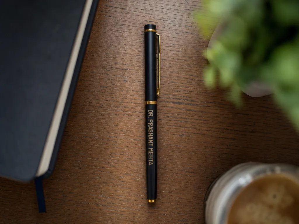 Black and Gold Personalized Pen with Dr. Prashant Mehta Name
