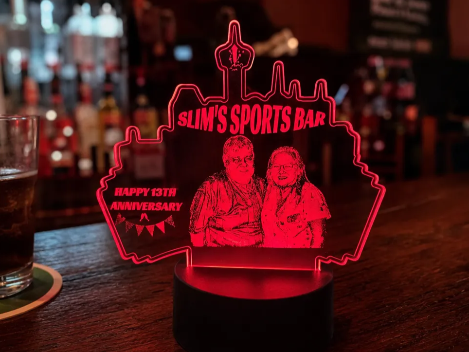 Slim's Sports Bar Anniversary LED Light Sign