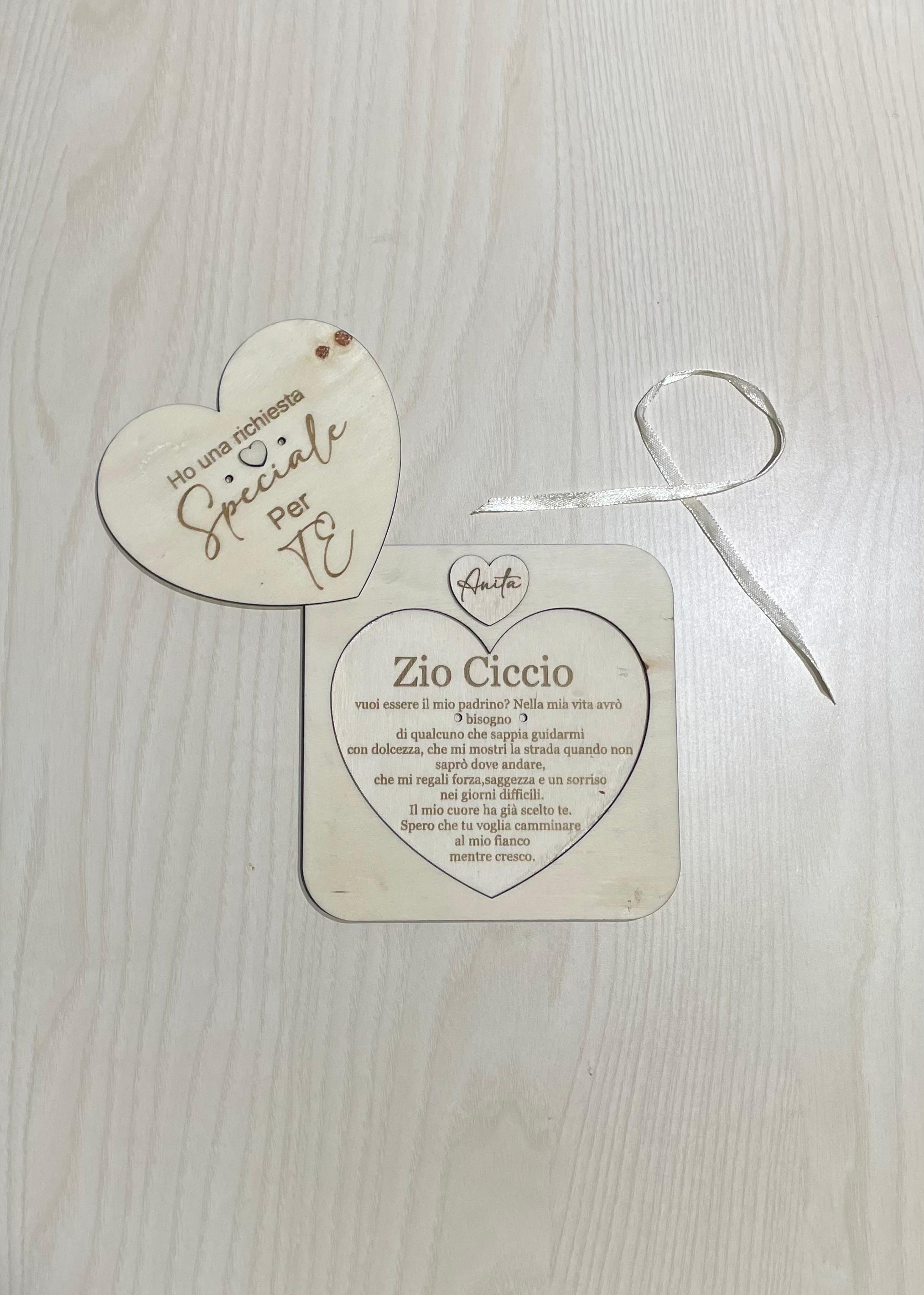 [Laser cut and engrave] Targhetta in legno con cuore e dedica personalizzata per Anita