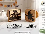 [Laser cut and engrave] 3D Halloween Stamps Bundle. Spooky Stamp Laser Cut Files. Halloween Quotes SVG. Trick or Treat. Ghost. Spider. Witch. Pumpkin. Kids