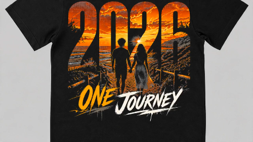 [DTF Printing,Inkjet printing,Heat Press] 2026 One Journey Graphic T-Shirt and Matching Tote Bag Set