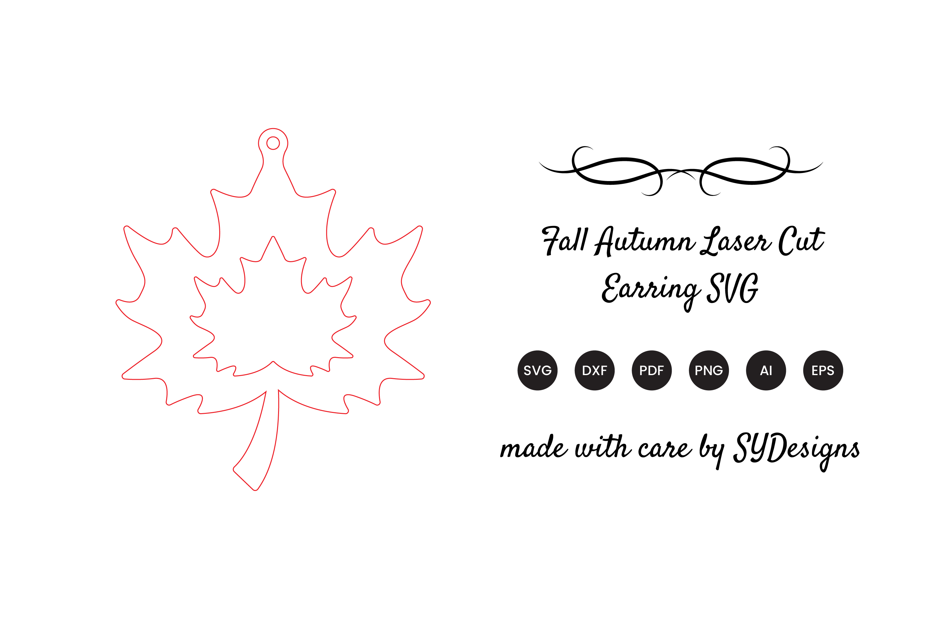 [Laser cut and engrave] Maple Leaf Cutout Dangle Earrings