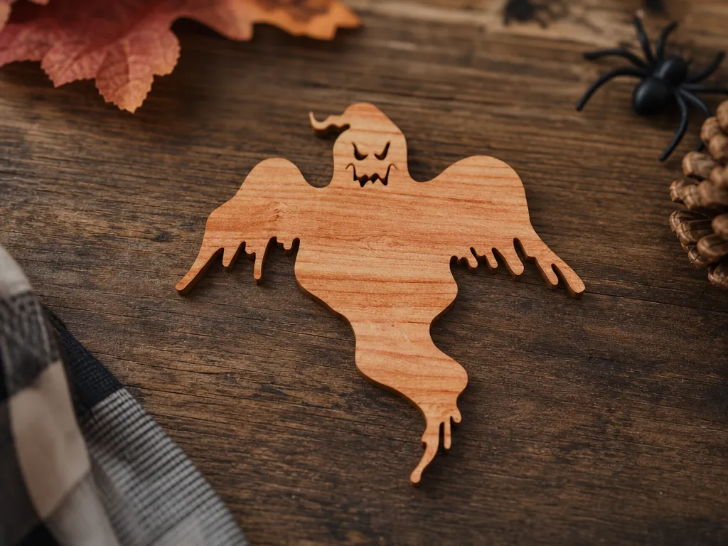 Flaming Ghost Laser Cut SVG DXF Files, Halloween Flying Ghost Wood Cutout Template, Angry Ghost Silhouette Digital Download Cut File