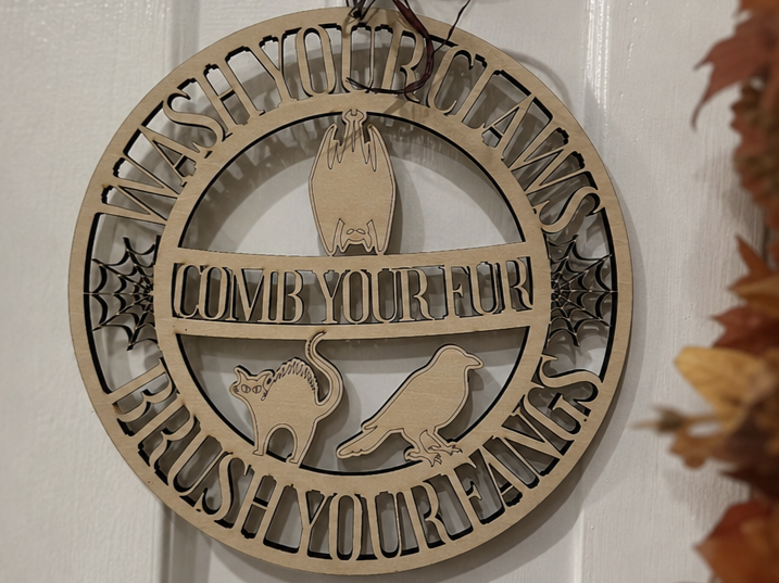 Wash Your Claws Comb Your Fur Brush Your Fangs Bathroom Sign