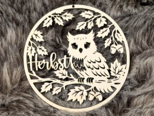 Herbst Kranz | Eule auf Ast | SVG Download