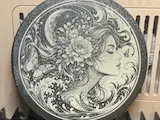 [Laser cut and engrave] Circular wall art featuring a woman with flowers, moon, and butterflies