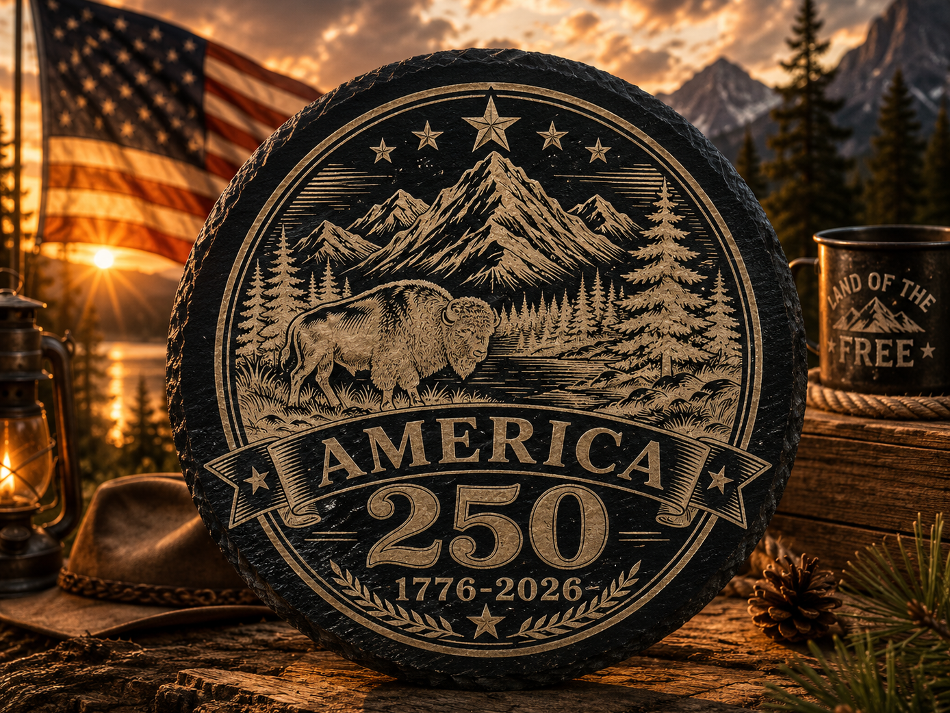 America 250 Buffalo Wilderness | 1776-2026 Patriotic Laser