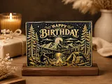 [Laser cut and engrave] Happy Birthday Campfire – A Personalized Laser Engraved Canvas Birthday Artwork 🔥🏕️🎂