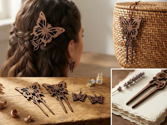 Butterfly Hair Fork and Matching Earring Set