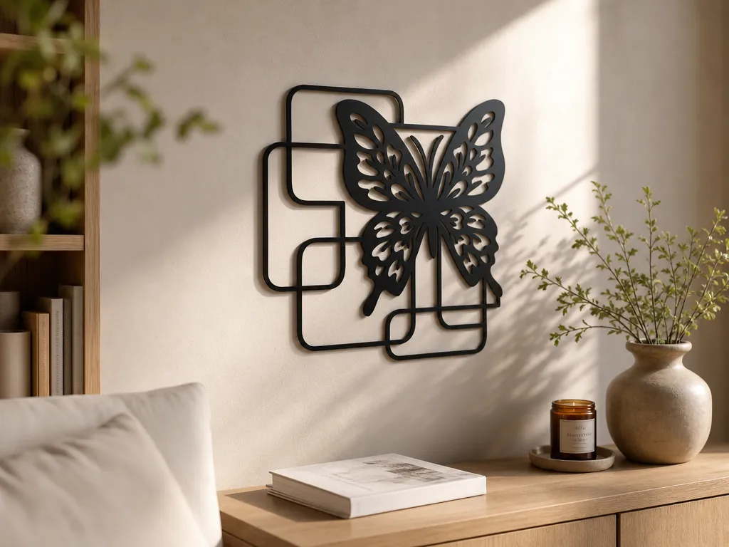 Set of 6 Butterfly Geometric Wall Art Bundle