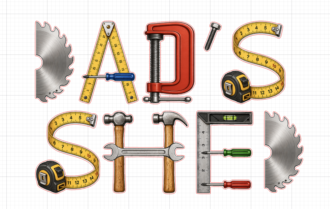 Dad's Shed Wooden Wall Sign with Tool Letters instruction: step 1 - Engrave and cut