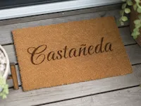 [Laser cut and engrave] Personalized Castañeda Family Name Coir Doormat