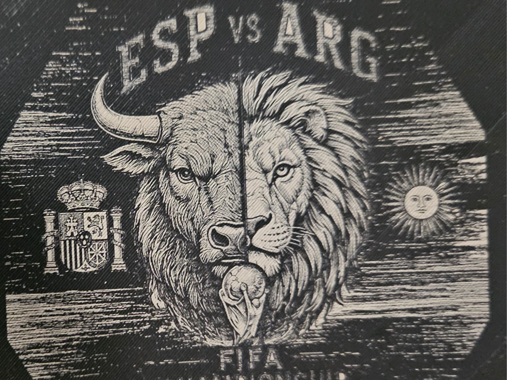 Spain versus Argentina soccer championship
