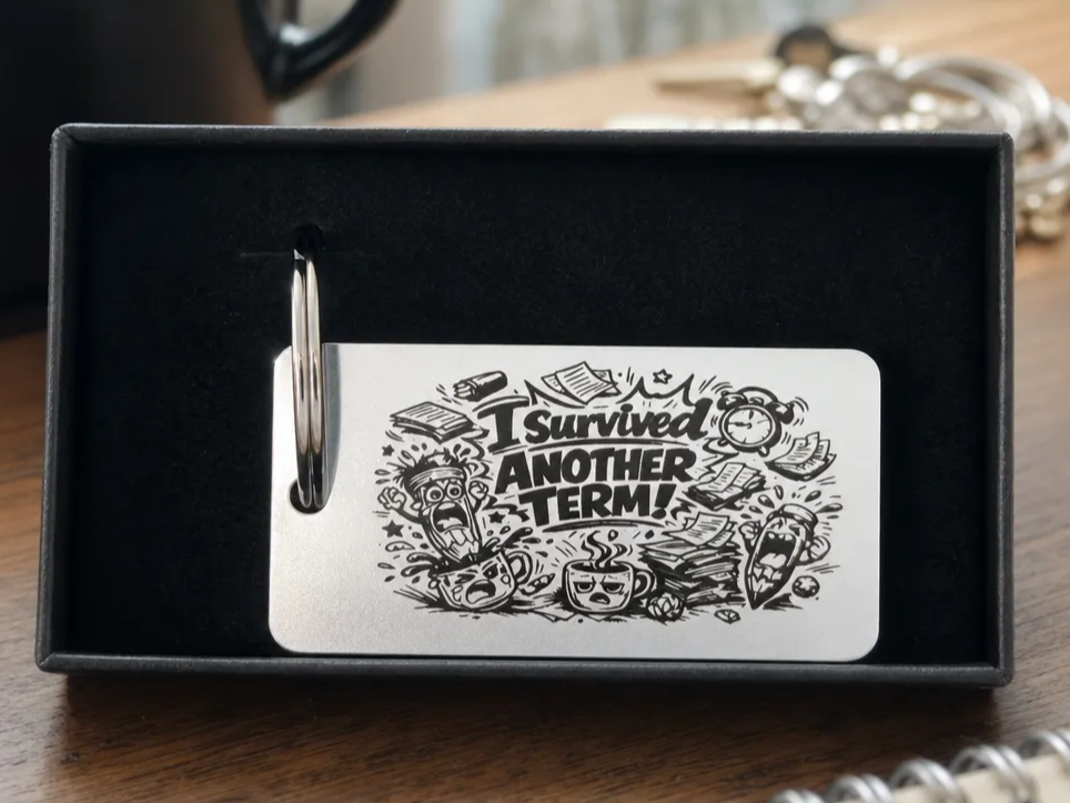 I Survived Another Term Metal Keychain for Students and Teachers