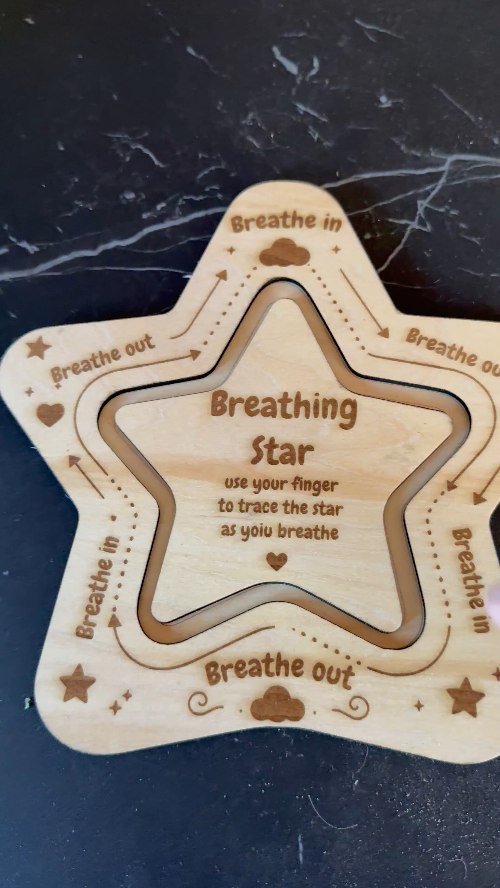 [Laser cut and engrave] Wooden Star Breathing and Mindfulness Tracing Tool for Children